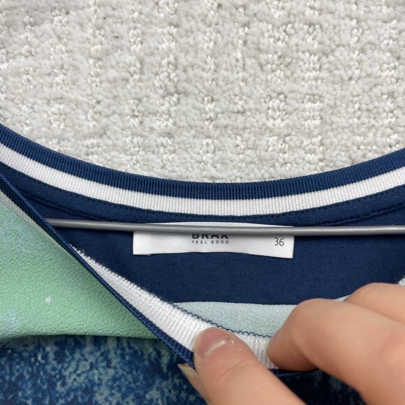 Brax Feel Good Abstract Multicolor Watercolor AOP Boho T-Shirt Womens Sz 36 - Picture 6 of 10